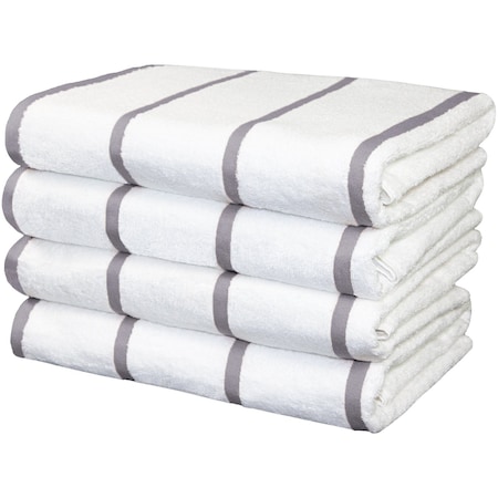 Hospeco Las Rayas Beach Towel 30x60 Light Grey (4pk) BT-HS3060-15LG